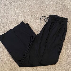 Serra Black Drawstring Wide Leg Cropped Pants Size Small 4-6
